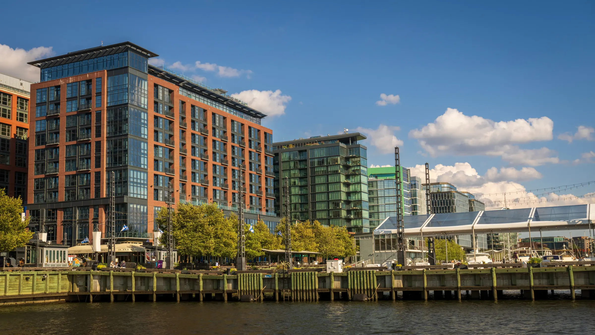 A completed multi-storey apartment development